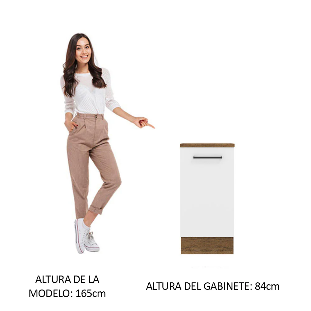 Bajo Mesada 40 cm x 60 cm, 1 Puerta Agata Marrón/Blanco - Image 3