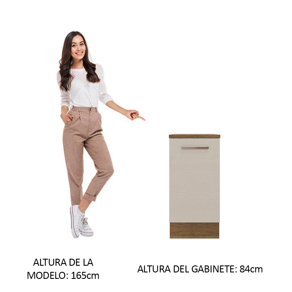 Bajo Mesada 40 cm x 60 cm, 1 Puerta Agata Marrón/Crema - Image 3