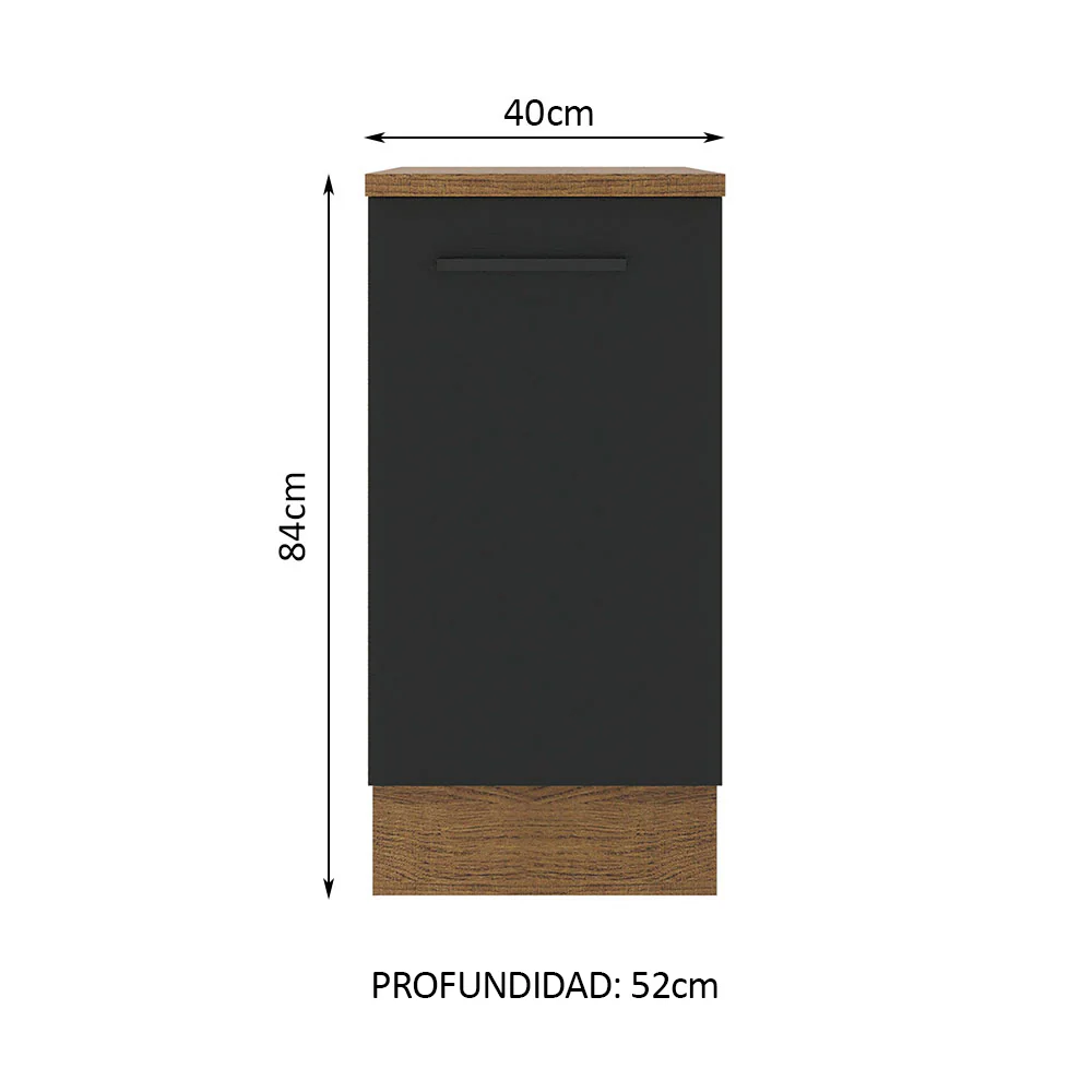 Bajo Mesada 40 cm Sin cajones 1 Puerta Agata Marrón/Negro - Image 2
