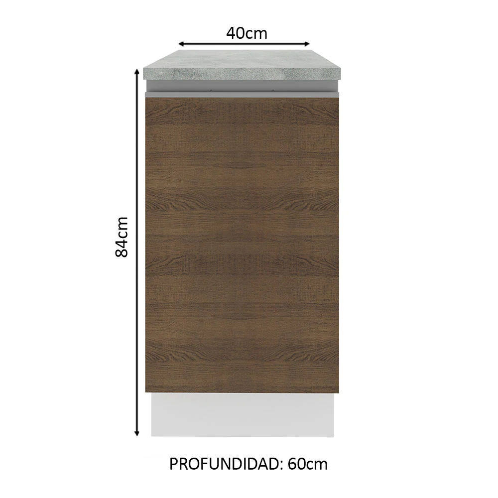 Bajo Mesada 40 cm x 60 cm,1 Puerta Glamy Blanco/Marrón - Image 2