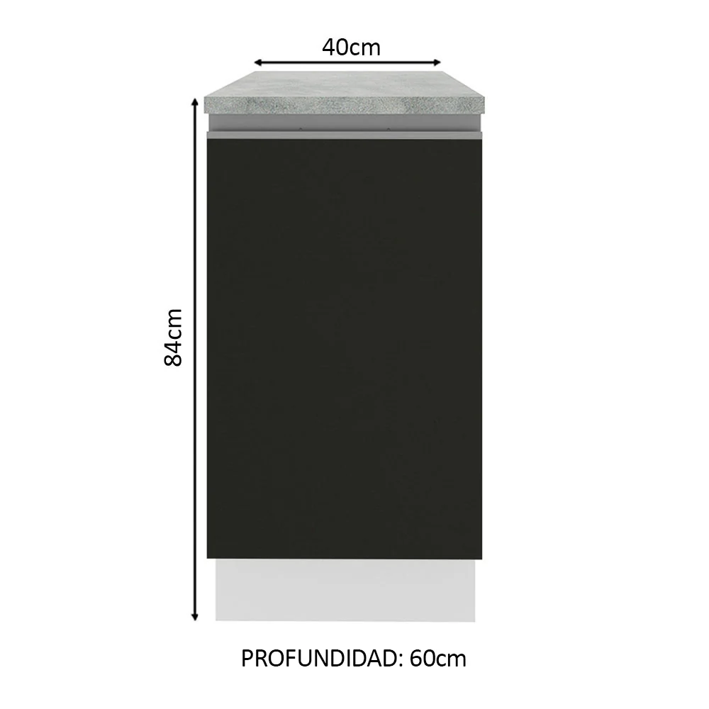 Bajo Mesada 40 cm x 60 cm, Sin cajones 1 Puerta Glamy Blanco/Negro - Image 2
