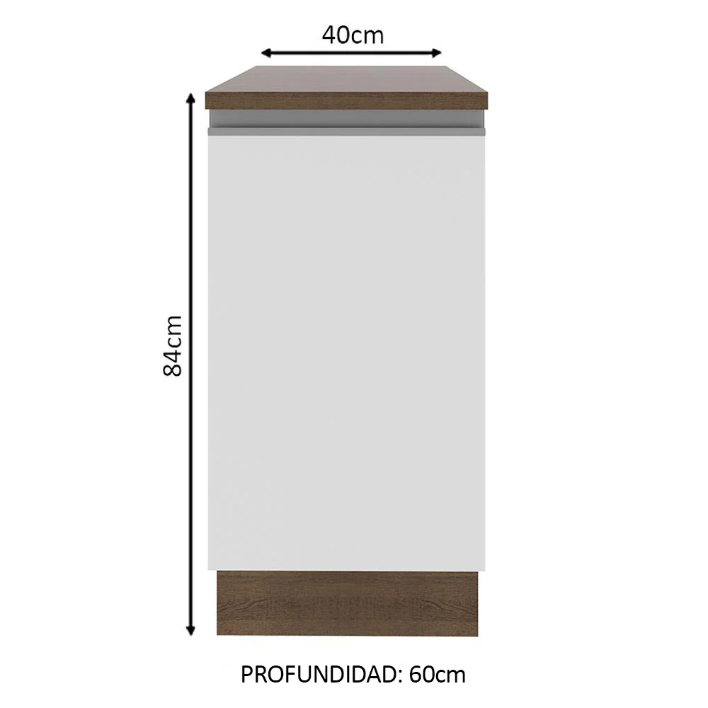 Bajo Mesada 40 cm x 60 cm, 1 Puerta Glamy Marrón/Blanco - Image 2
