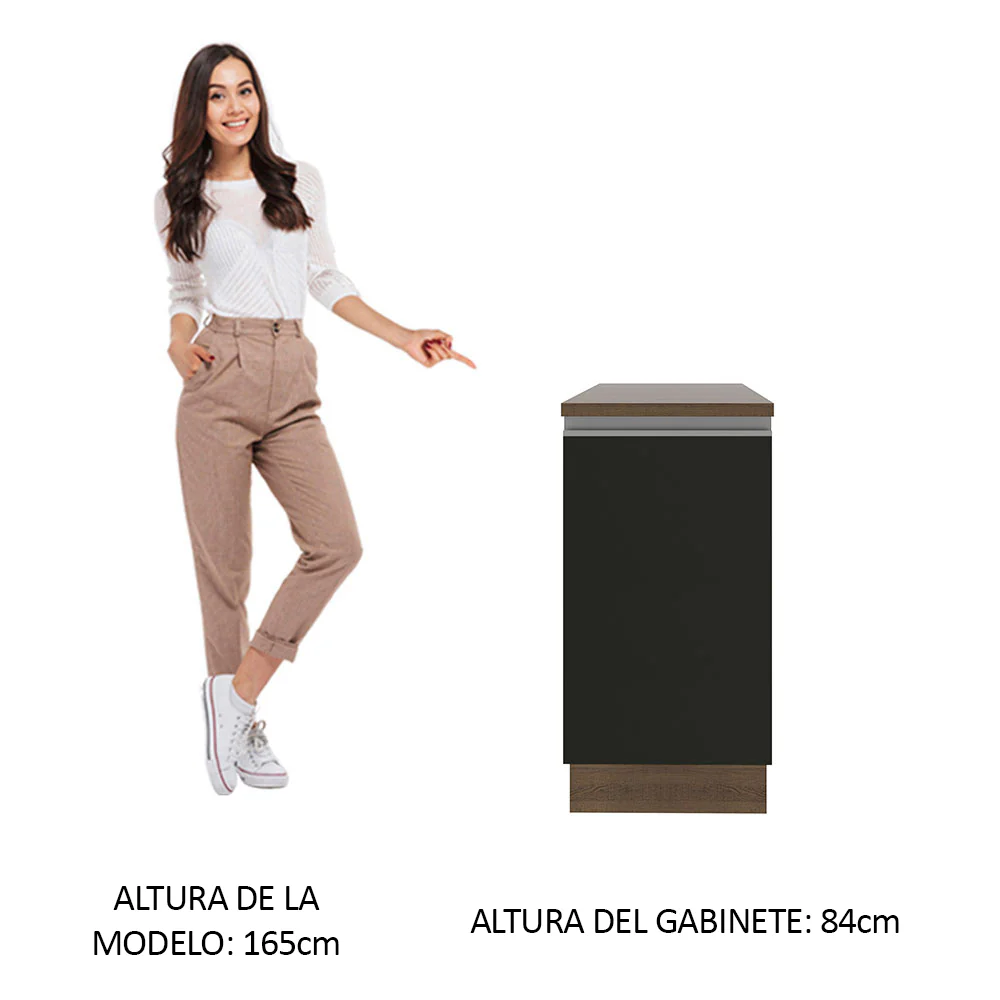 Bajo Mesada 40 cm x 60 cm, Sin cajones 1 Puerta Glamy Marrón/Negro - Image 3