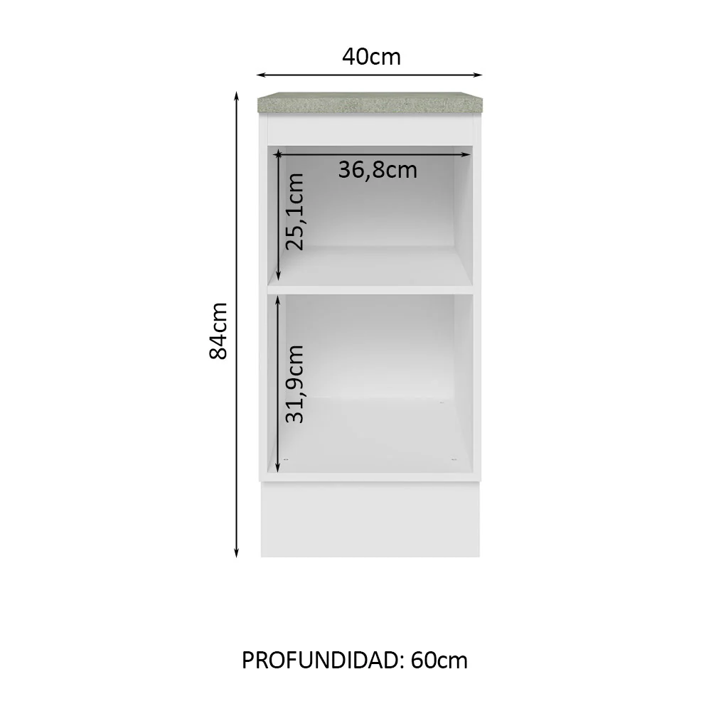 Bajo Mesada 40 cm x 60 cm, 1 Puerta Lux Blanco/Negro - Image 3