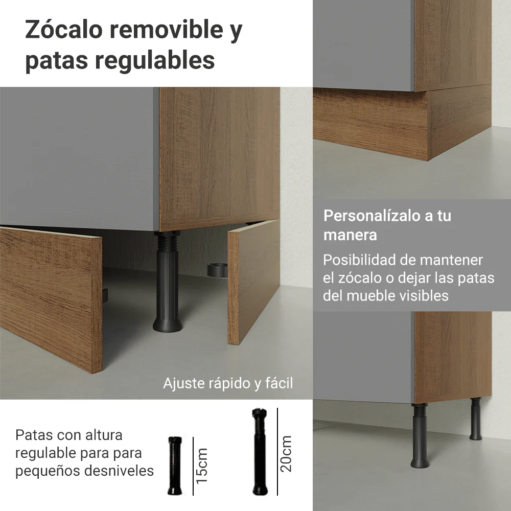 Bajo Mesada 50 x 60cm 1 Puerta (con mesada) Ágata Marrón/Gris - Image 7