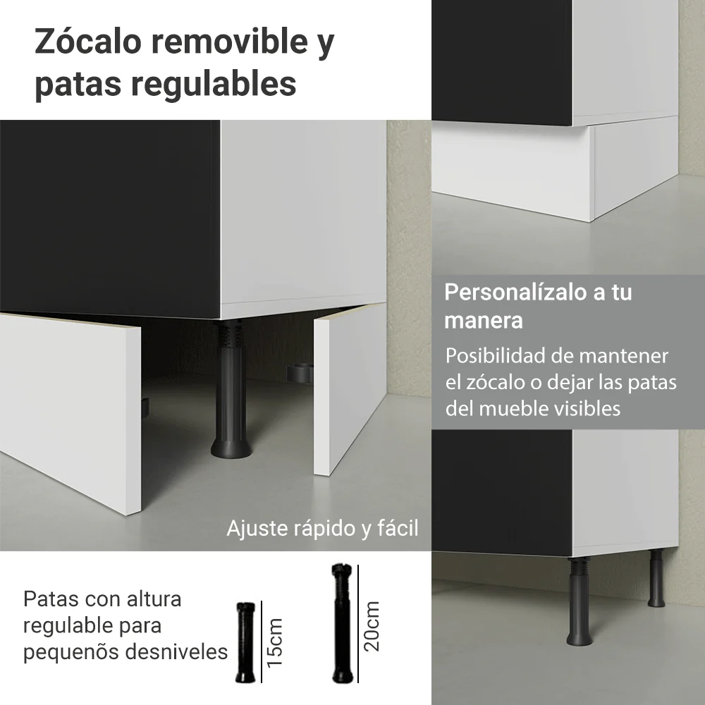Bajo Mesada 50 x 60 cm 1 Puerta (Con mesada) Blanco/Negro Agata - Image 7