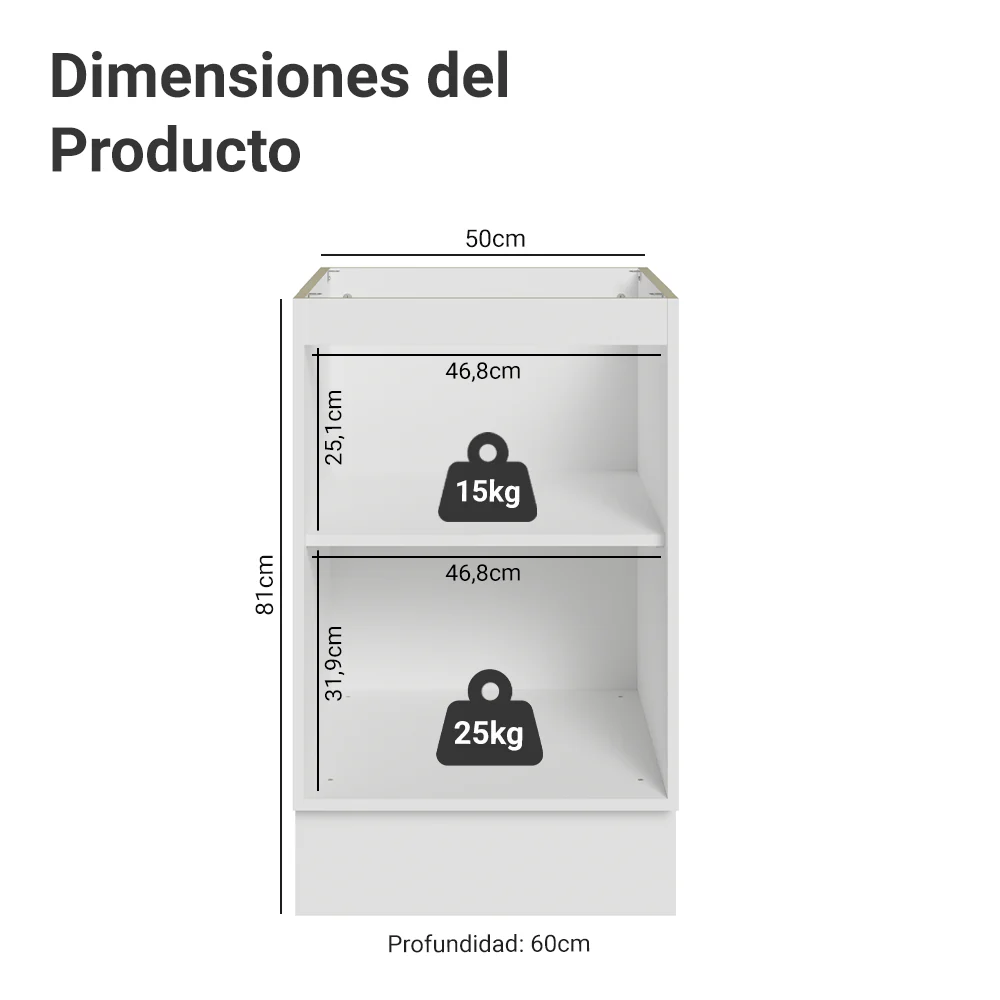 Bajo Mesada 50 x 60cm 1 Puerta (Sin Mesada) Blanco/Azul Vik - Image 2