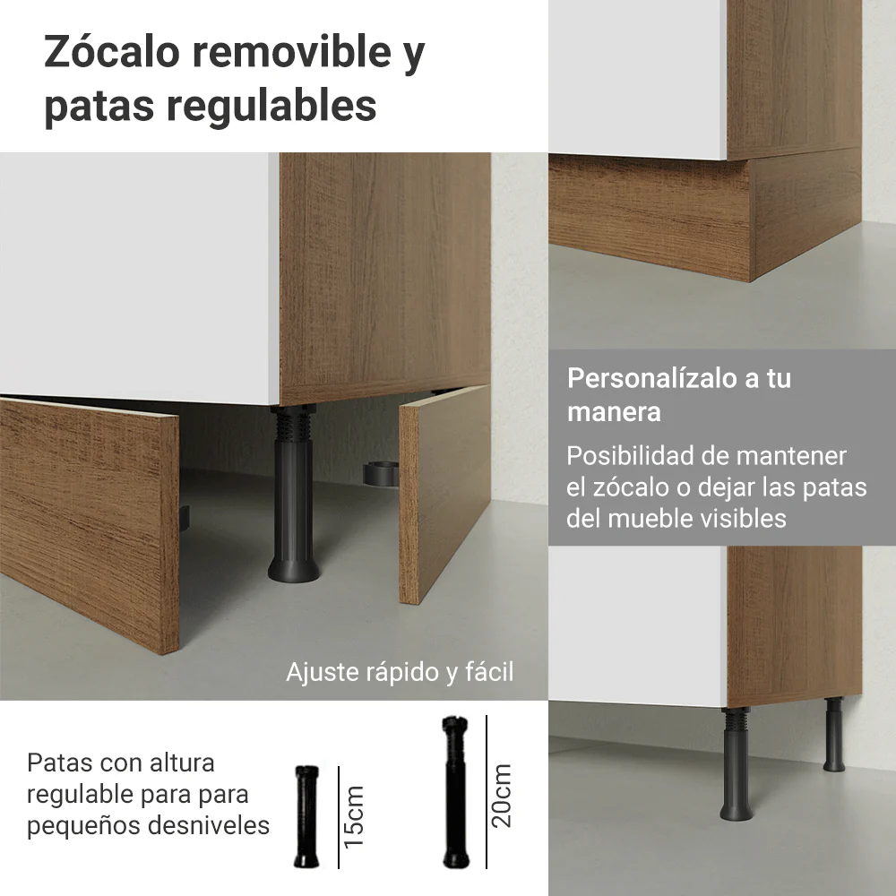 Bajo Mesada 50 x 60cm 1 Puerta (Sin Mesada) Marrón/Blanco Glamy - Image 7