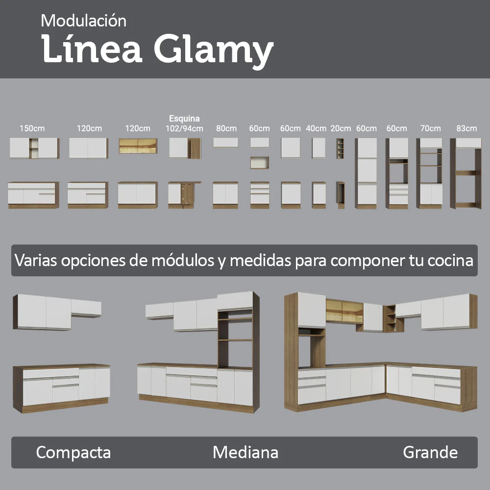 Bajo Mesada 50 x 60cm 1 Puerta (Sin Mesada) Marrón/Blanco Glamy - Image 8
