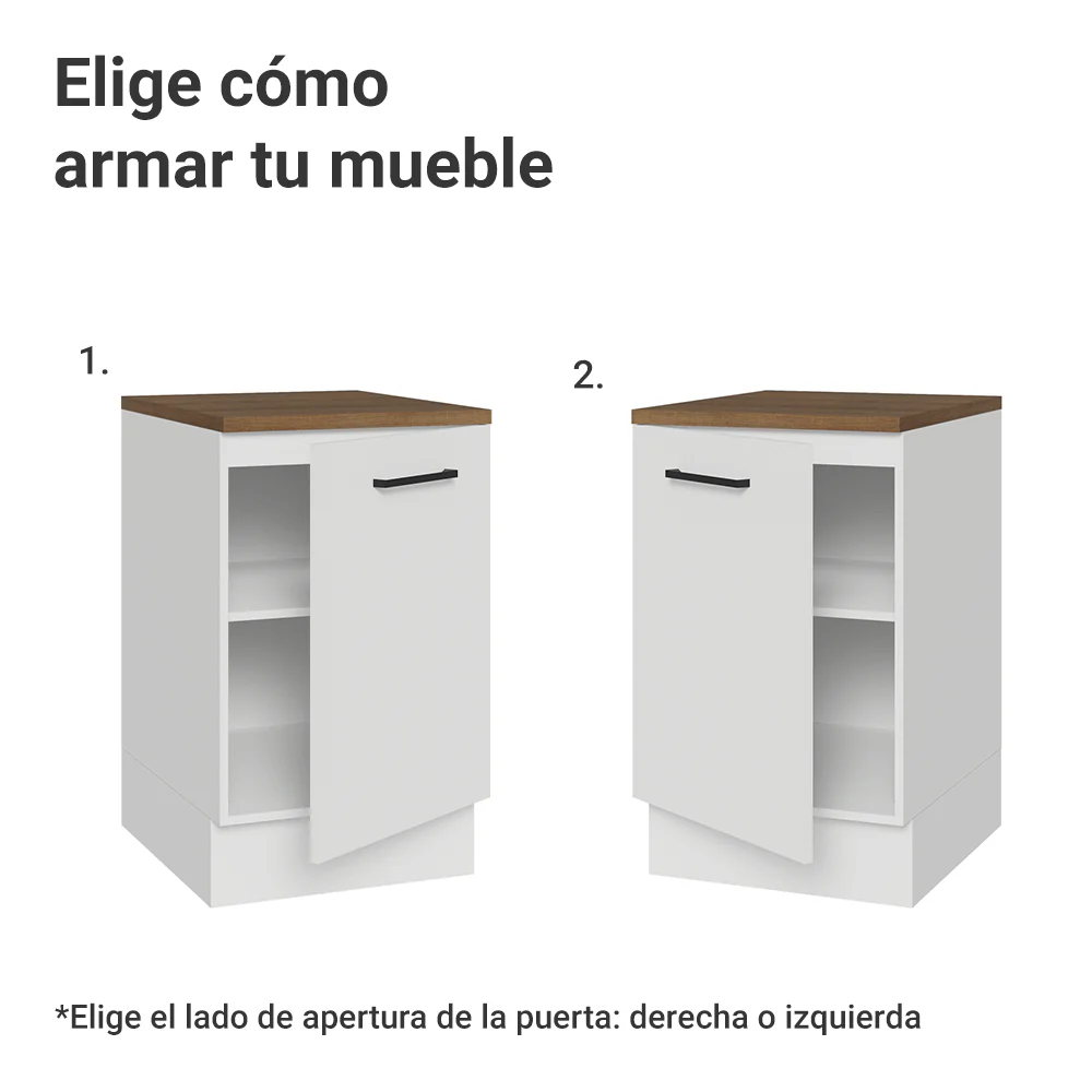 Bajo Mesada 50cm 1 puerta Blanco/Marrón Con Mesada Agata Madesa - Image 4