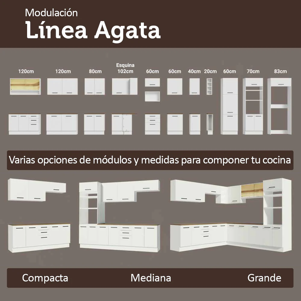 Bajo Mesada 50cm 1 puerta Blanco/Marrón Con Mesada Agata Madesa - Image 9