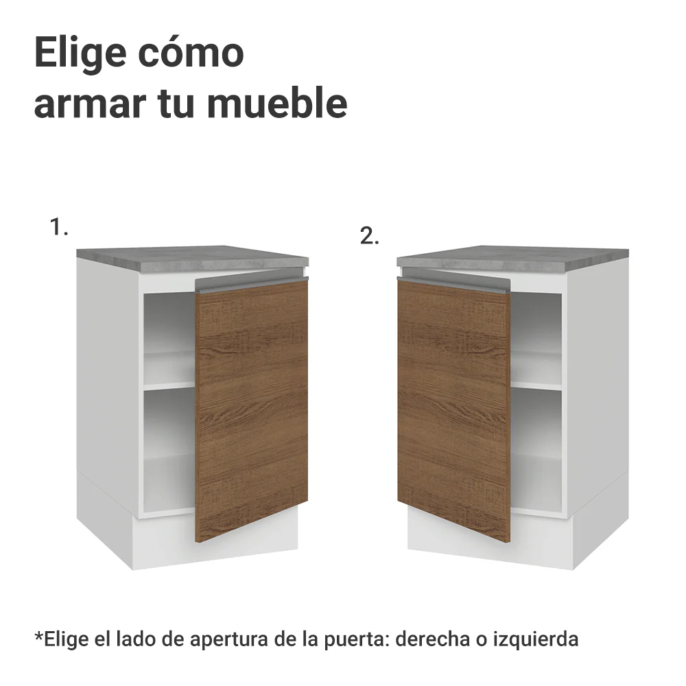 Bajo Mesada 50cm 1 Puerta Blanco/Marrón Glamy Madesa - Image 4