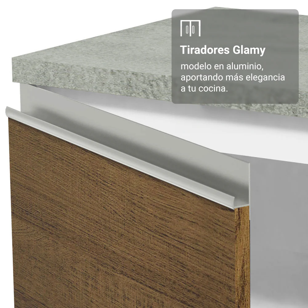 Bajo Mesada 50cm 1 Puerta Blanco/Marrón Glamy Madesa - Image 7