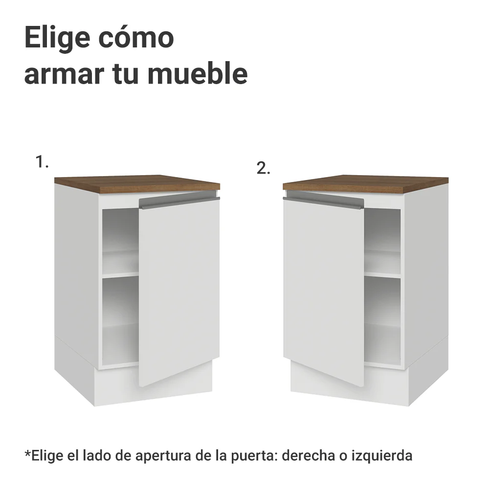 Bajo Mesada 50cm 1 puerta, Blanco/Marrón Glamy Madesa - Image 4