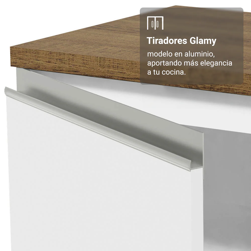 Bajo Mesada 50cm 1 puerta, Blanco/Marrón Glamy Madesa - Image 7