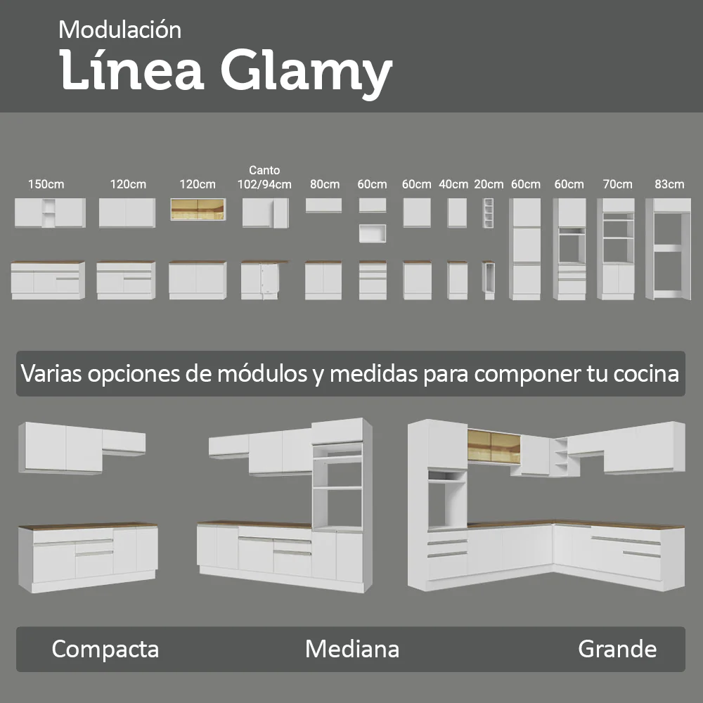 Bajo Mesada 50cm 1 puerta, Blanco/Marrón Glamy Madesa - Image 9