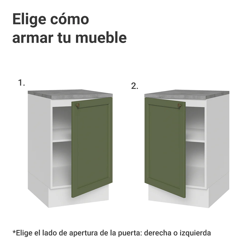 Bajo Mesada 50cm 1 puerta Blanco/Verde Vik Madesa - Image 4