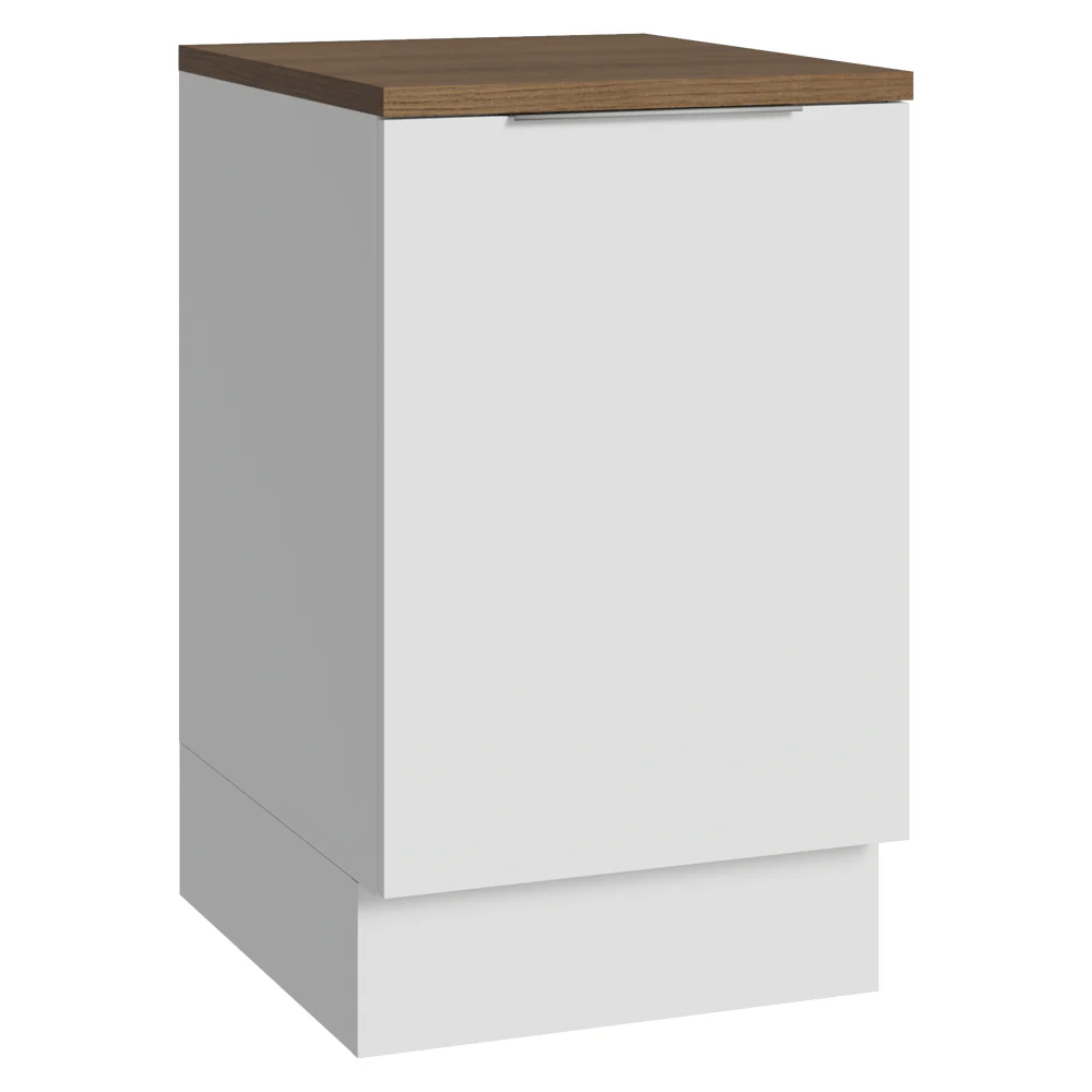 Bajo Mesada 50cm 1 Puerta, Blanco y mesada Marrón Stella Madesa
