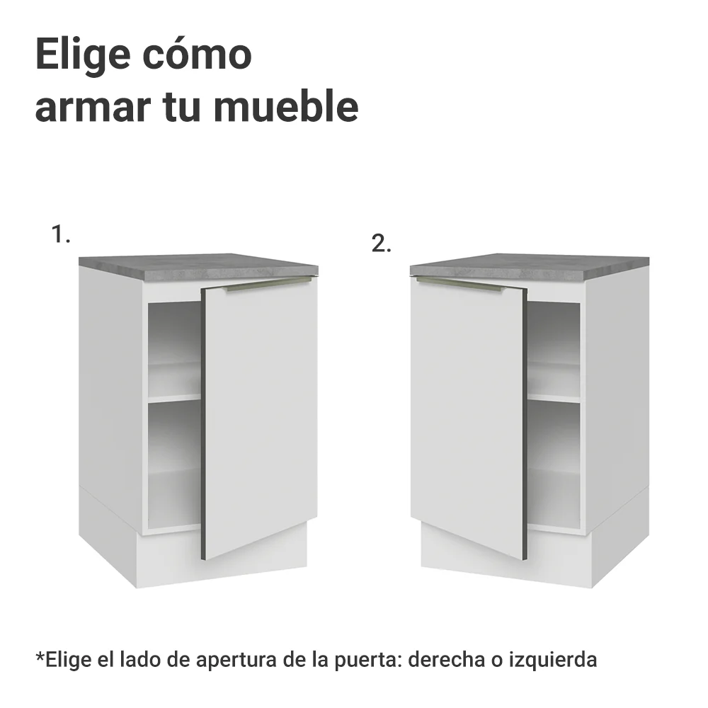 Bajo Mesada 50cm X 60 cm, 1 Puerta (Con Mesada) Blanco aterciopelado Lux Madesa - Image 4