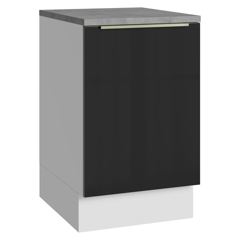 Bajo Mesada 50cm X 60 cm, 1 Puerta (Con Mesada) Blanco/Negro Lux Madesa