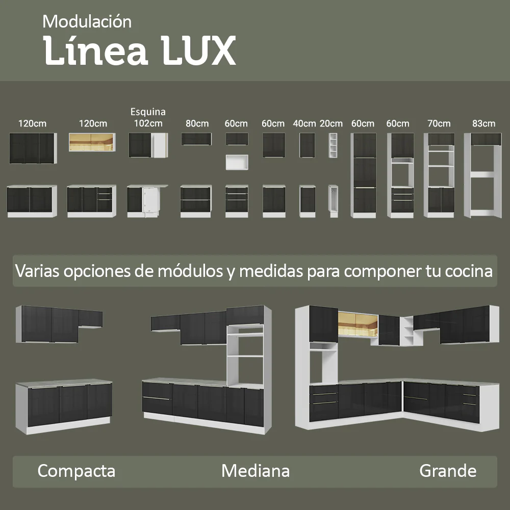 Bajo Mesada 50cm X 60 cm, 1 Puerta (Con Mesada) Blanco/Negro Lux Madesa - Image 9