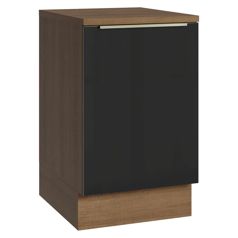Bajo Mesada 50cm X 60 cm, 1 Puerta (Con Mesada) Marrón/Negro Lux Madesa