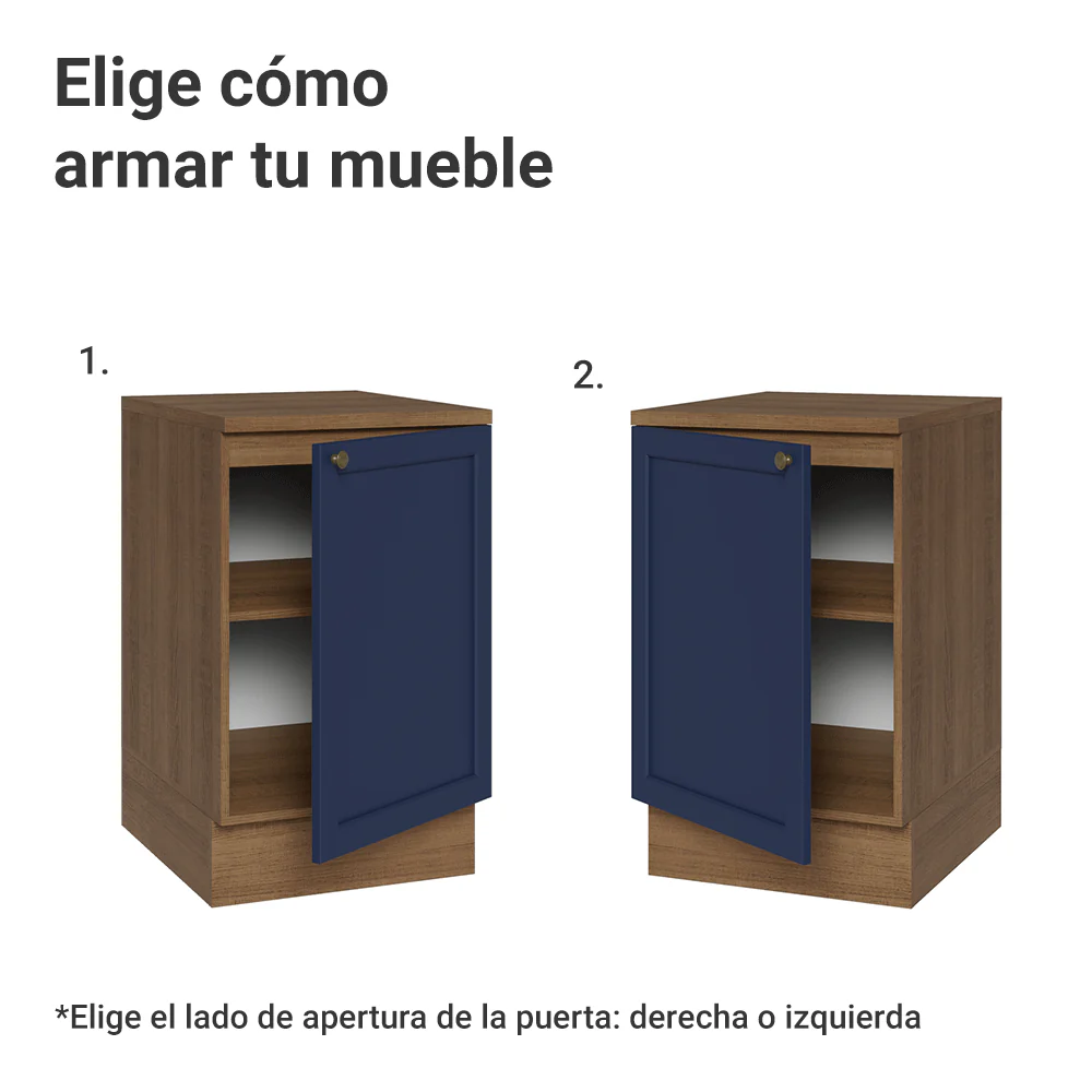 Bajo Mesada 50cm 1 puerta Marrón/Azul Vik Madesa - Image 4