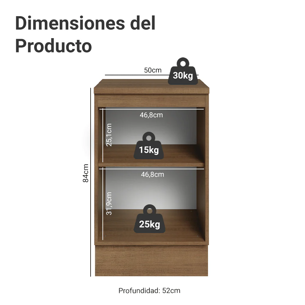Bajo Mesada 50cm 1 Puerta Marrón Stella Madesa - Image 2