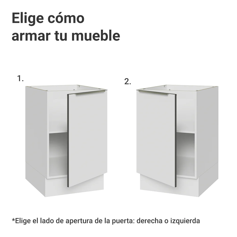 Bajo Mesada 50cm X 60 cm, 1 Puerta (Sin Mesada) Blanco aterciopelado Lux Madesa - Image 4