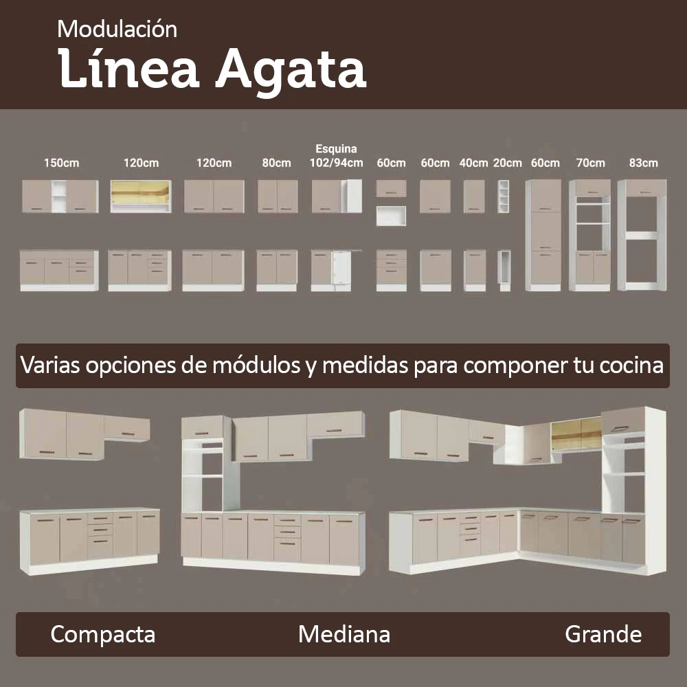 Bajo Mesada 50cm 1 Puerta (Sin Mesada) Blanco/Crema Agata Madesa - Image 9