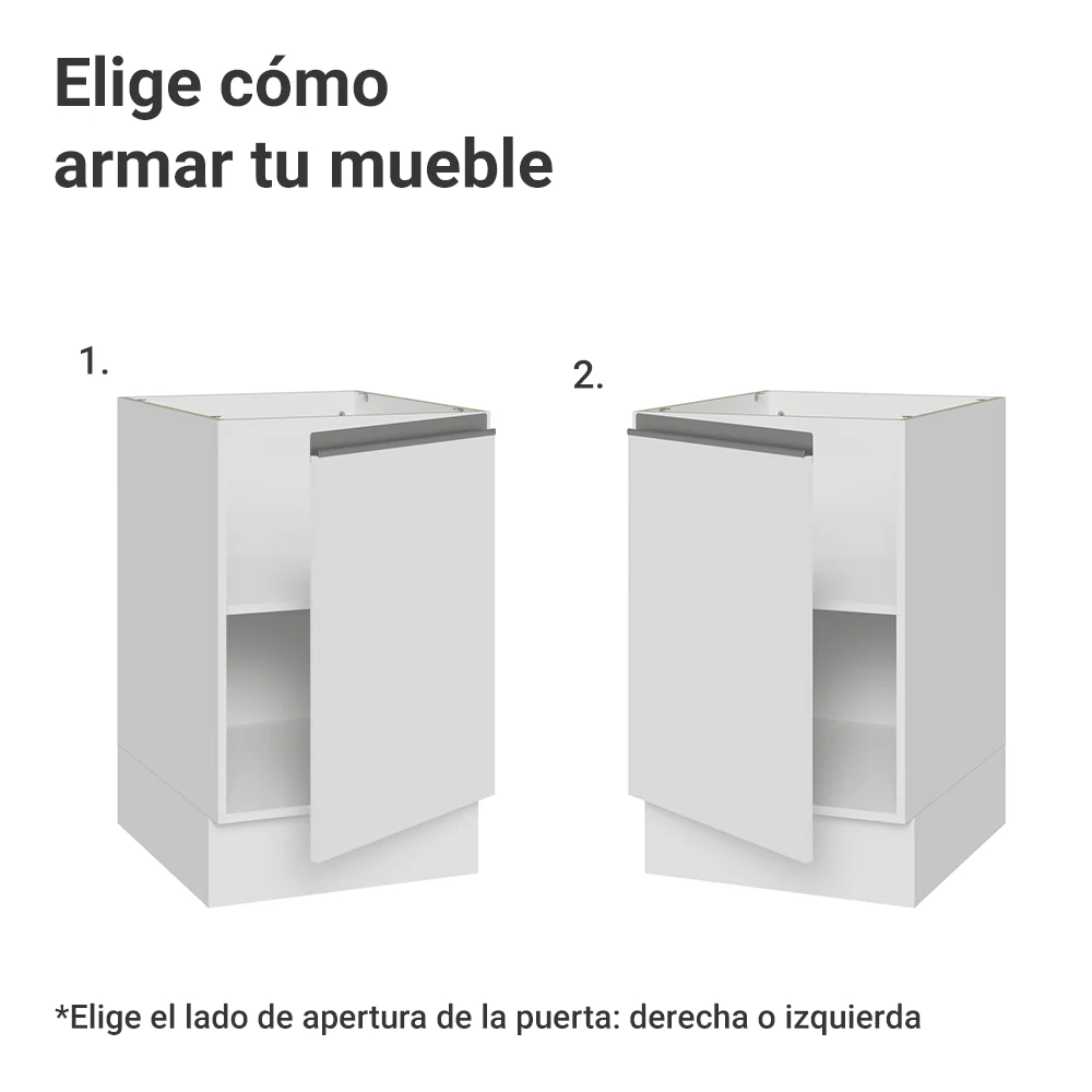 Bajo Mesada 50cm 1 Puerta (Sin Mesada) Blanco Glamy Madesa - Image 4