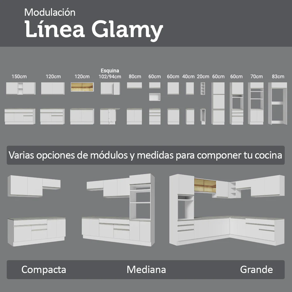 Bajo Mesada 50cm 1 Puerta (Sin Mesada) Blanco Glamy Madesa - Image 9