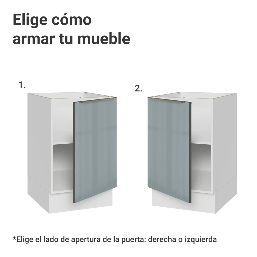Bajo Mesada 50cm X 60 cm, 1 Puerta (Sin Mesada) Blanco/Gris Lux Madesa - Image 4