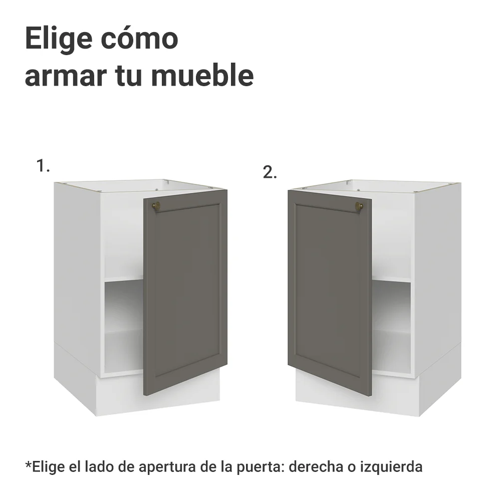 Bajo Mesada 50cm 1 Puerta (Sin Mesada) Blanco/Gris Vik Madesa - Image 4