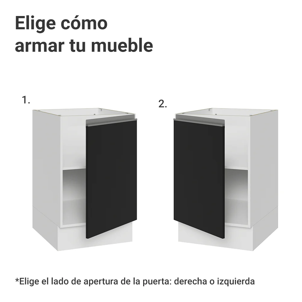 Bajo Mesada 50cm 1 Puerta (Sin Mesada) Blanco/Negro Glamy Madesa - Image 4
