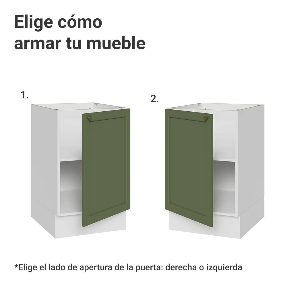 Bajo Mesada 50cm 1 Puerta (Sin Mesada) Blanco/Verde Vik Madesa - Image 4