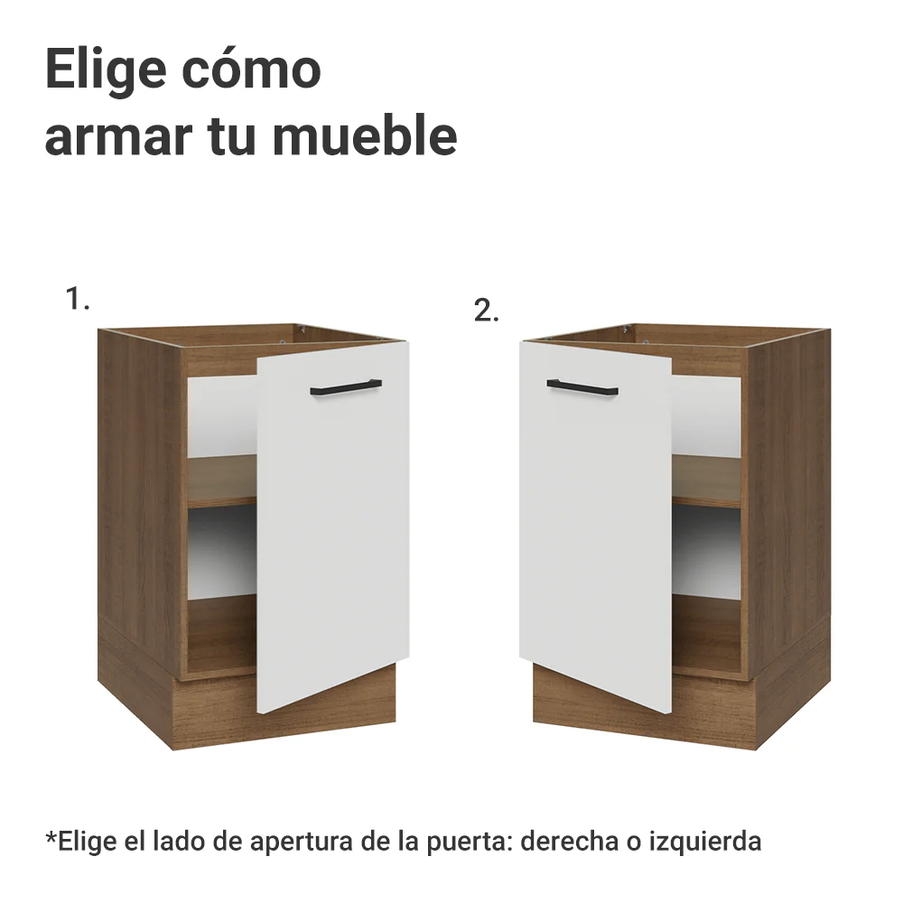 Bajo Mesada 50cm 1 Puerta (Sin Mesada) Marrón/Blanco Agata Madesa - Image 4