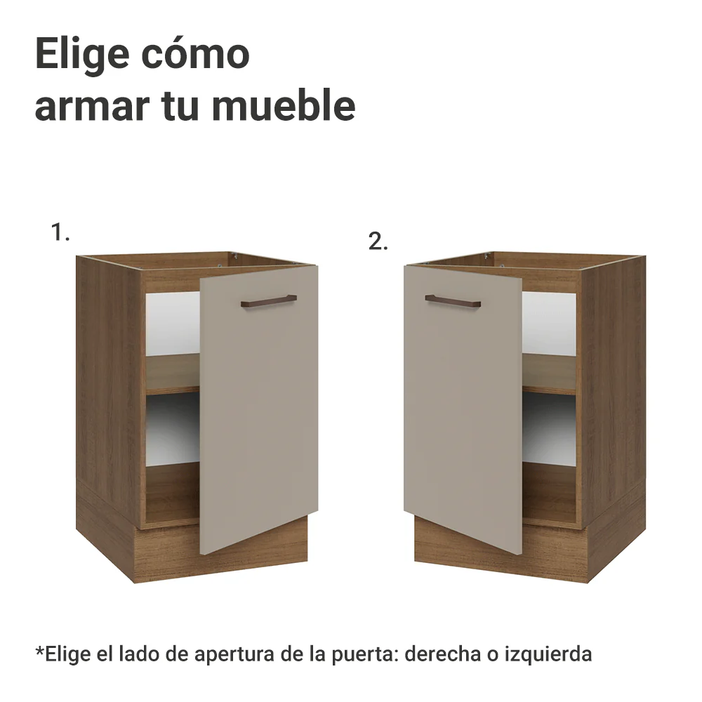 Bajo Mesada 50cm 1 Puerta (Sin Mesada) Marrón/Crema Agata Madesa - Image 4