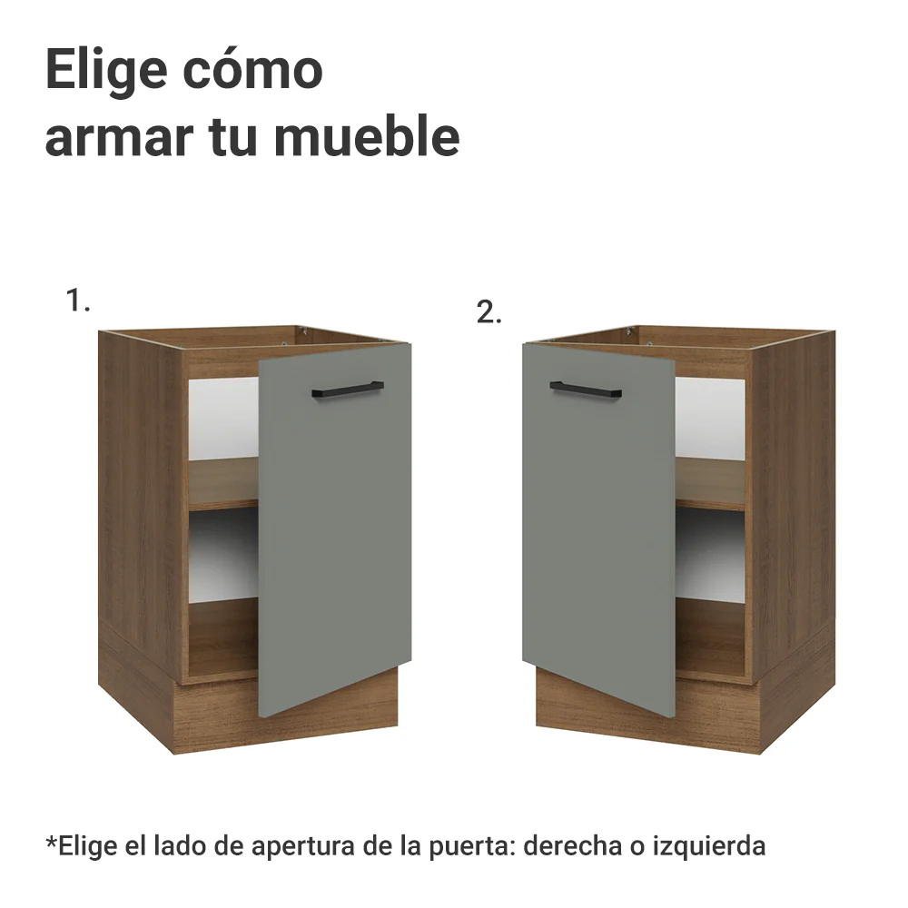 Bajo Mesada 50cm 1 Puerta (Sin Mesada) Marrón/Gris Agata Madesa - Image 4