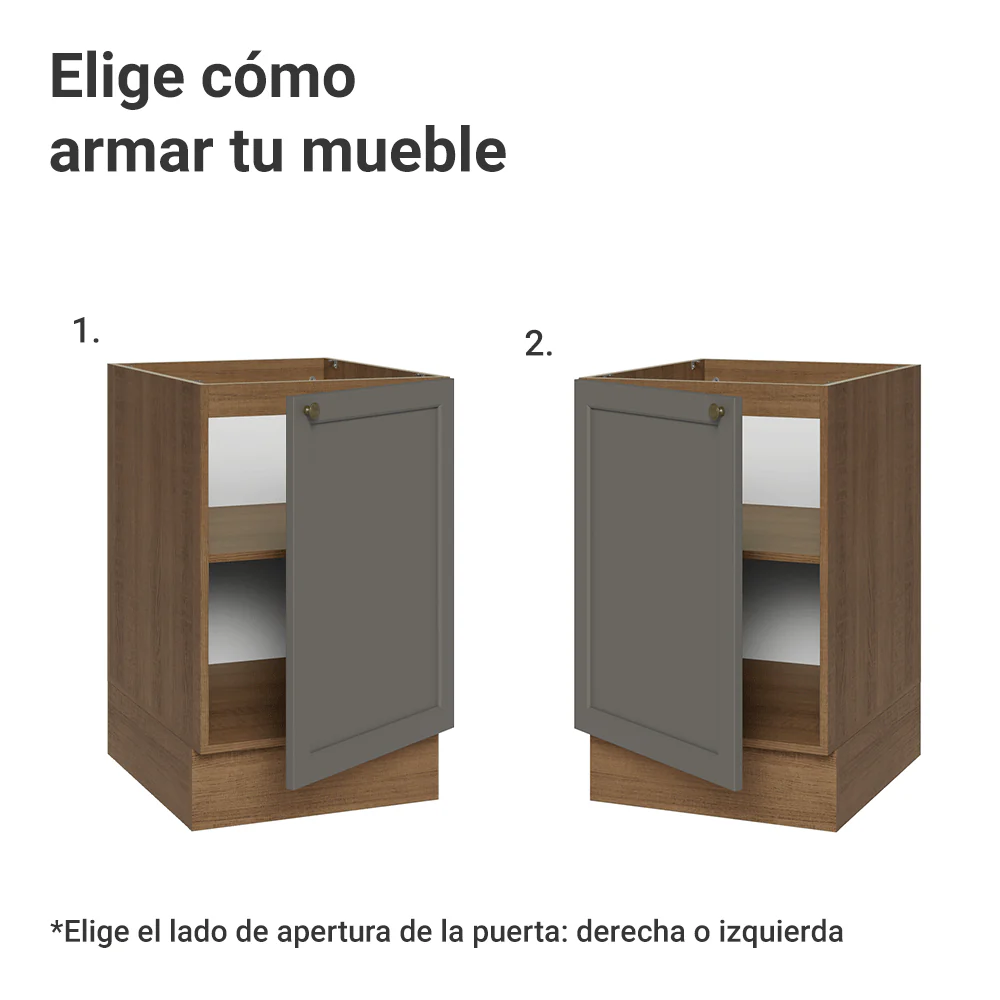 Bajo Mesada 50cm 1 Puerta (Sin Mesada) Marrón/Gris Vik Madesa - Image 4