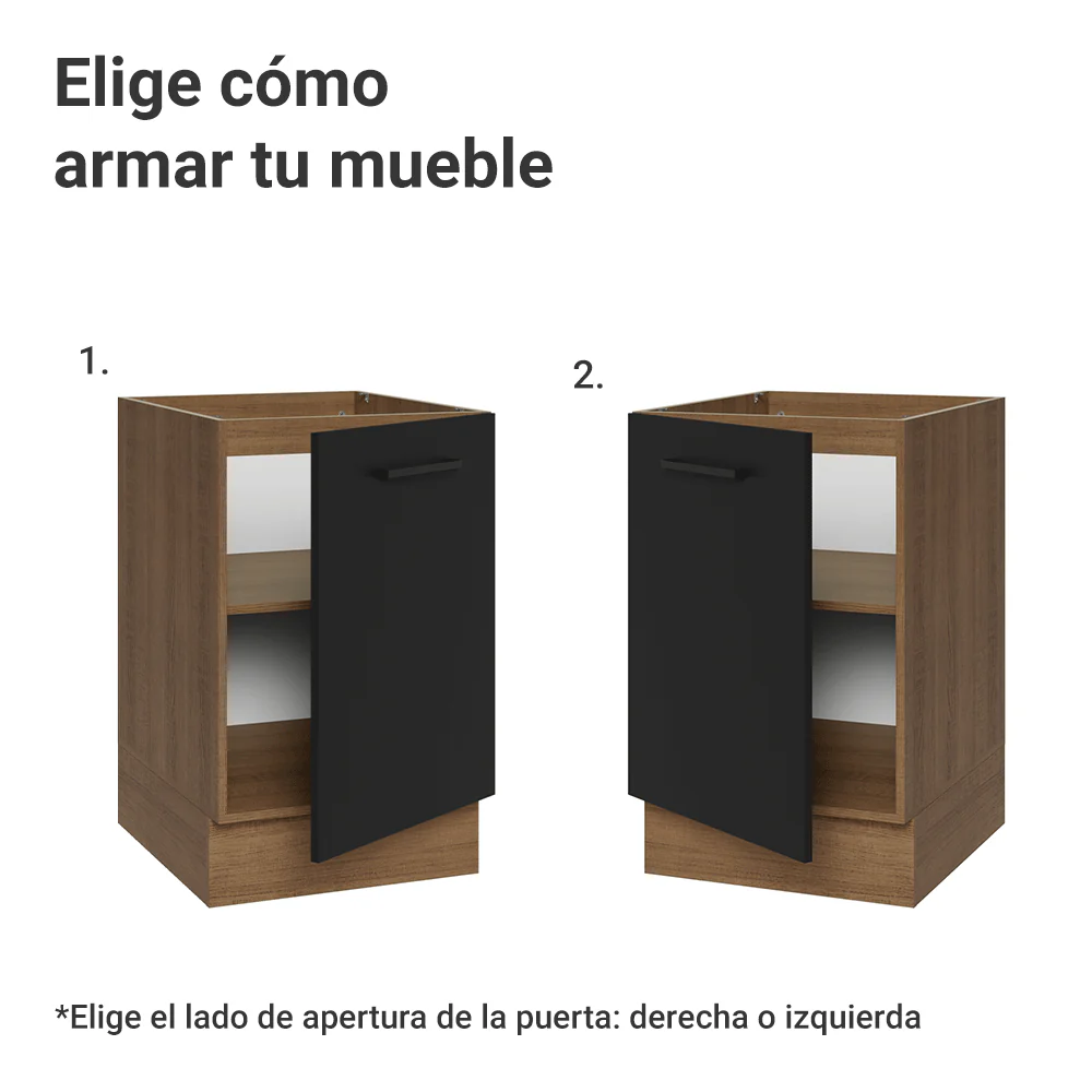 Bajo Mesada 50cm 1 Puerta (Sin Mesada) Marrón/Negro Agata Madesa - Image 4