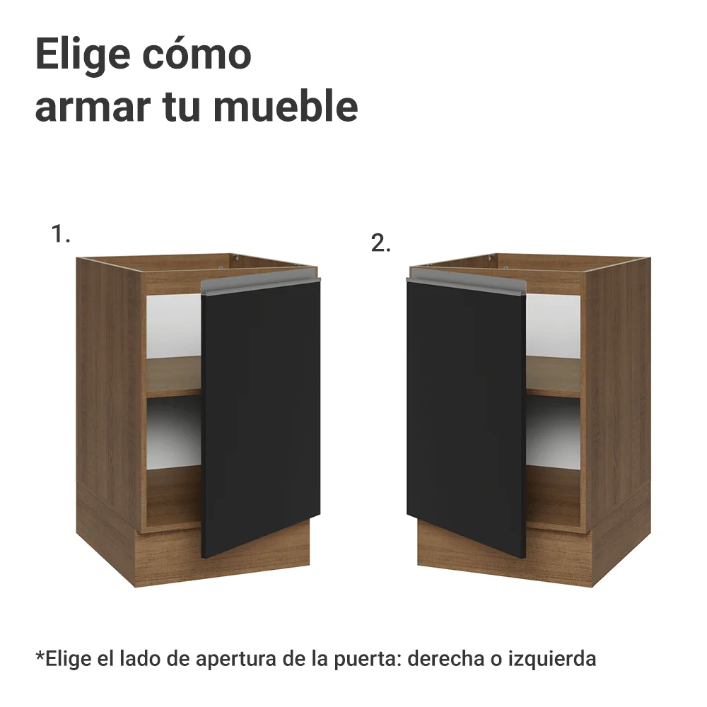 Bajo Mesada 50cm 1 Puerta (Sin Mesada) Marrón/Negro Glamy Madesa - Image 4