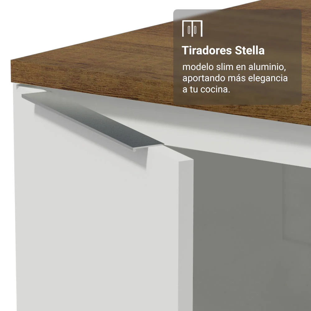 Bajo Mesada 50 x 60cm 1 Puerta (con mesada) Blanco/Marrón Stella - Image 6