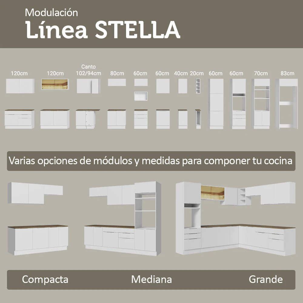 Bajo Mesada 50 x 60cm 1 Puerta (con mesada) Blanco/Marrón Stella - Image 8