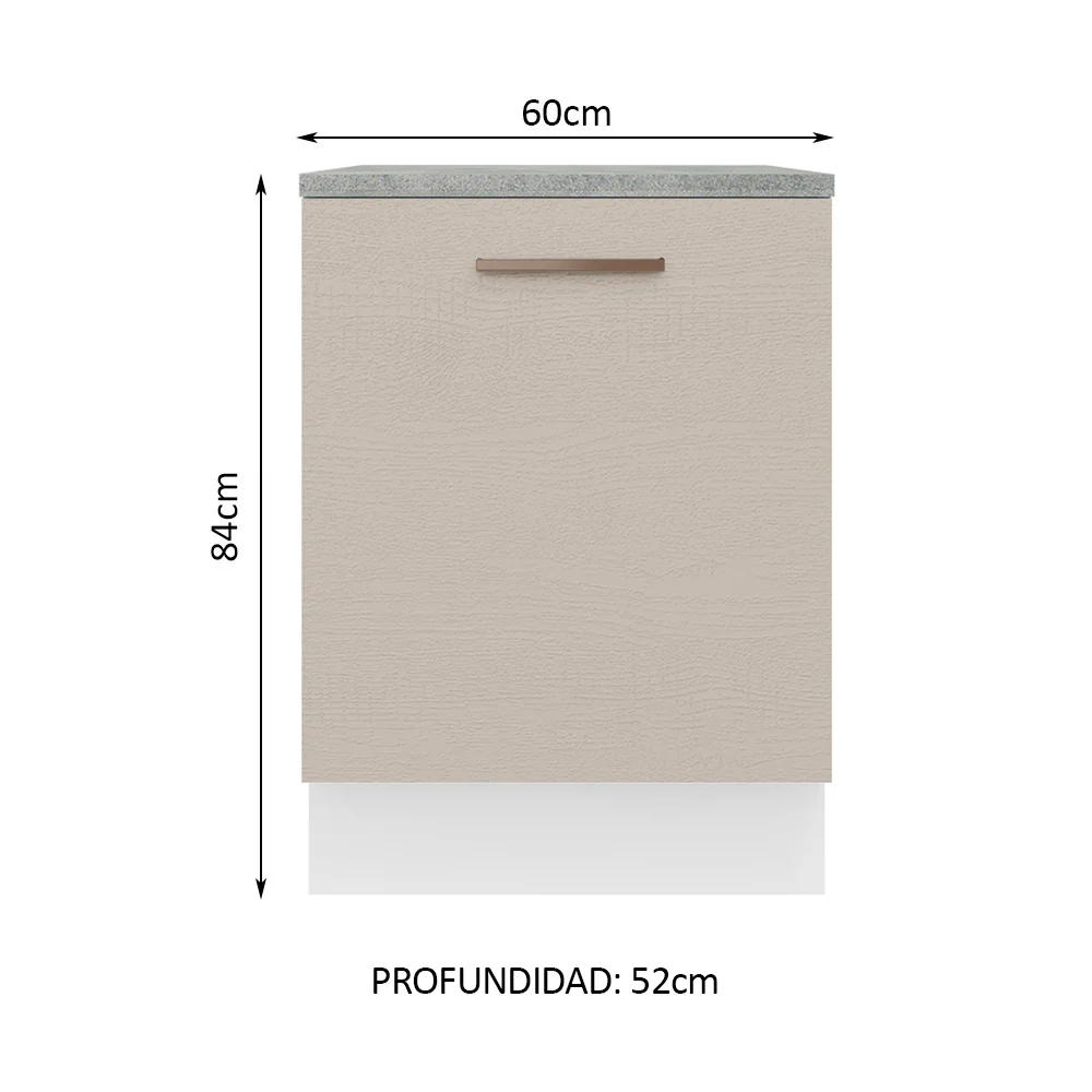 Bajo Mesada 60 cm 1 Puerta Agata Blanco/Crema - Image 2