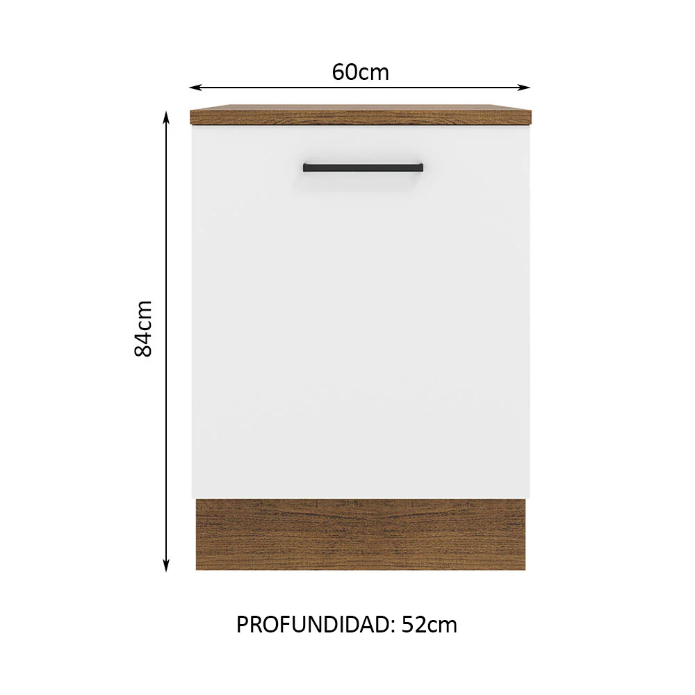 Bajo Mesada 60 cm 1 Puerta Agata Marrón/Blanco - Image 2