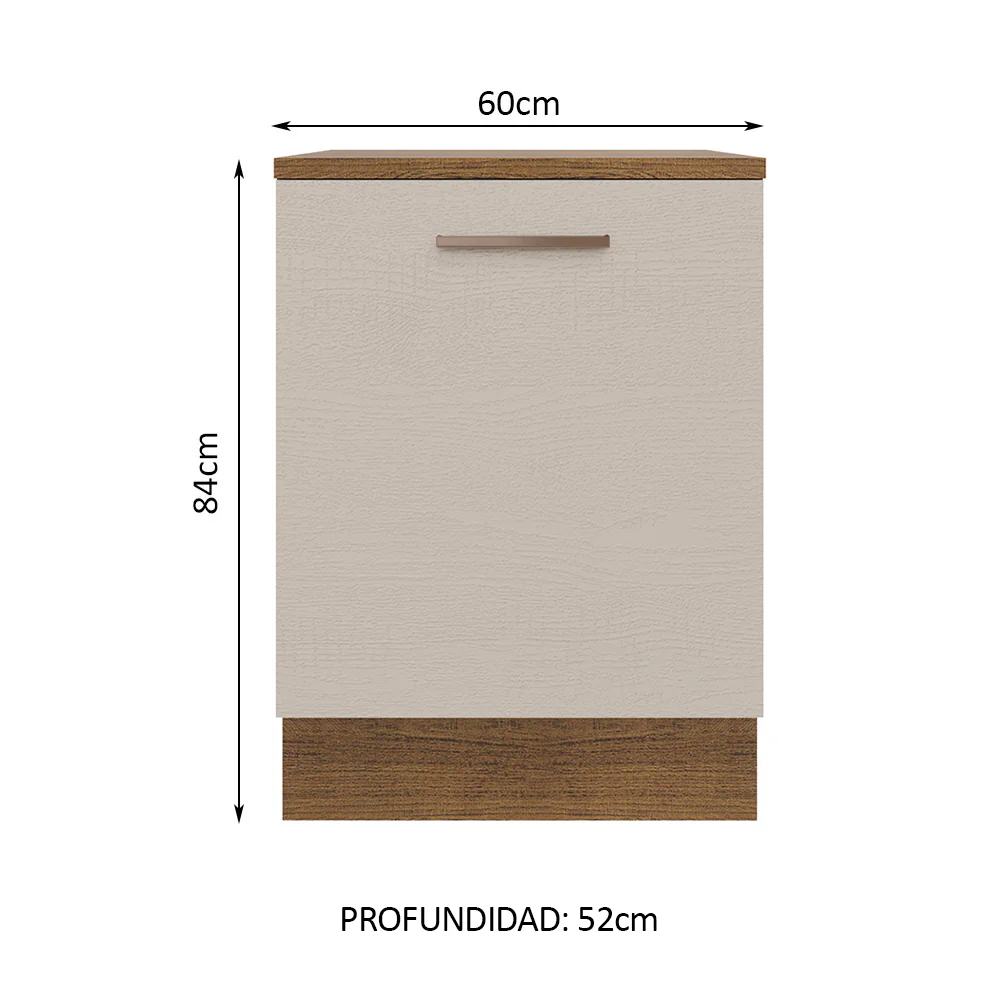 Bajo Mesada 60 cm 1 Puerta Agata Marrón/Crema - Image 2