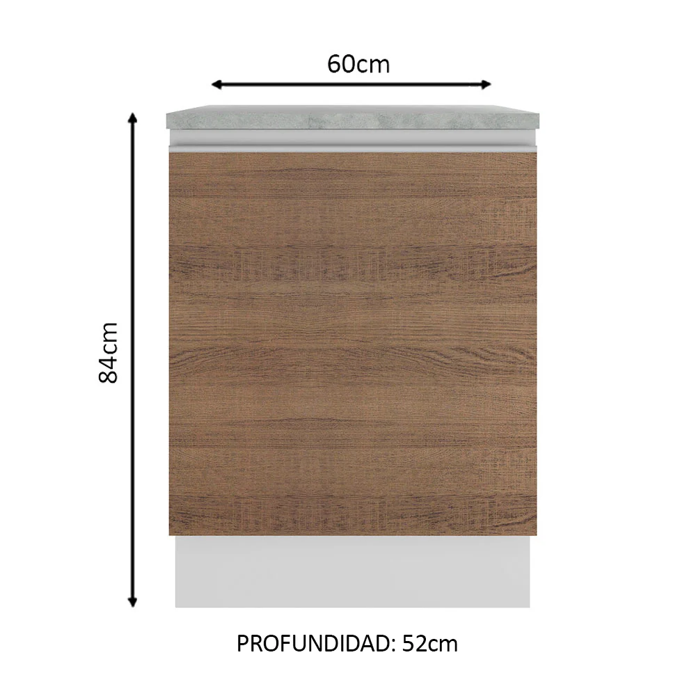 Bajo Mesada 60 cm 1 Puerta Glamy Blanco/Marrón - Image 2