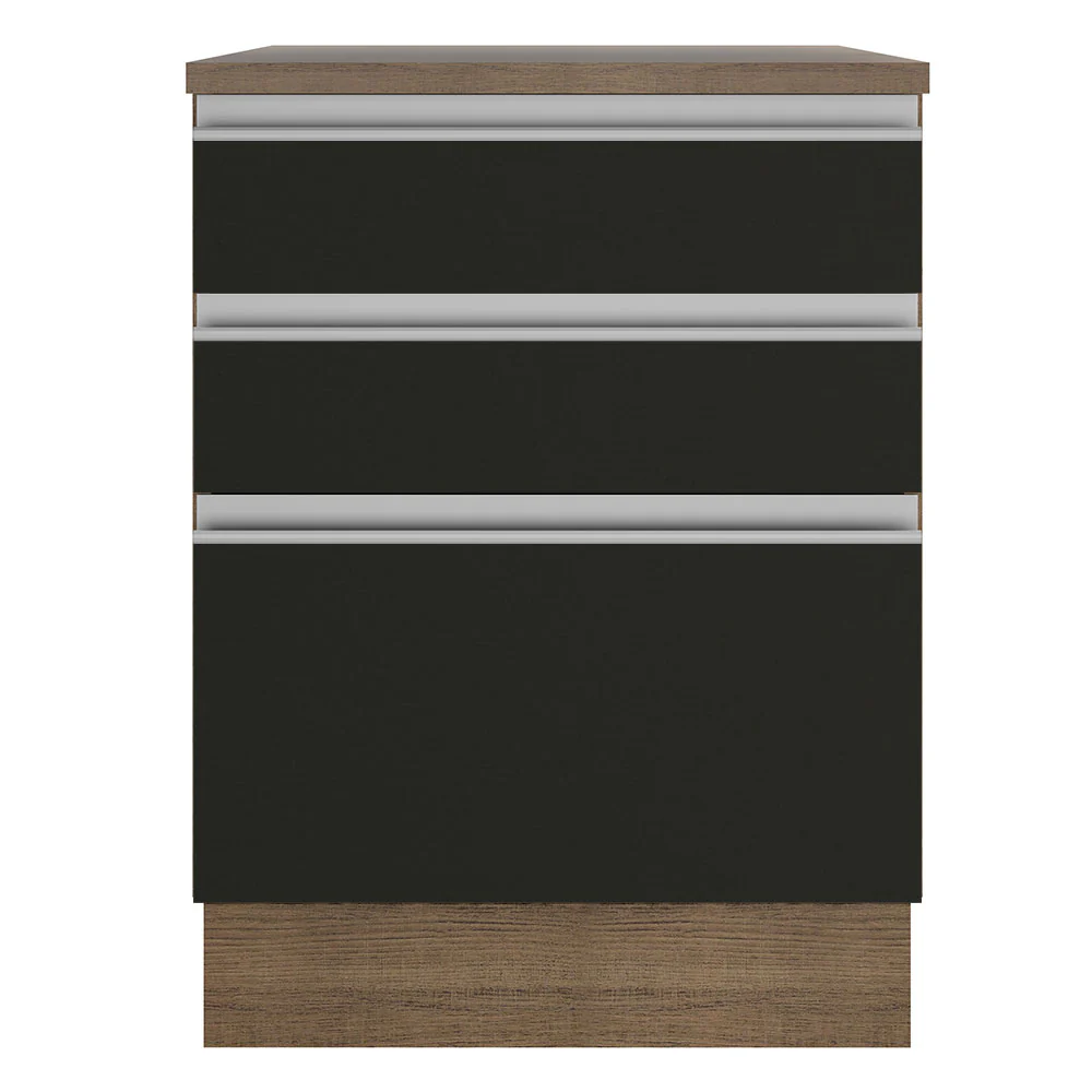 Bajo Mesada 60 cm 3 Cajones Glamy Marrón/Negro - Image 3