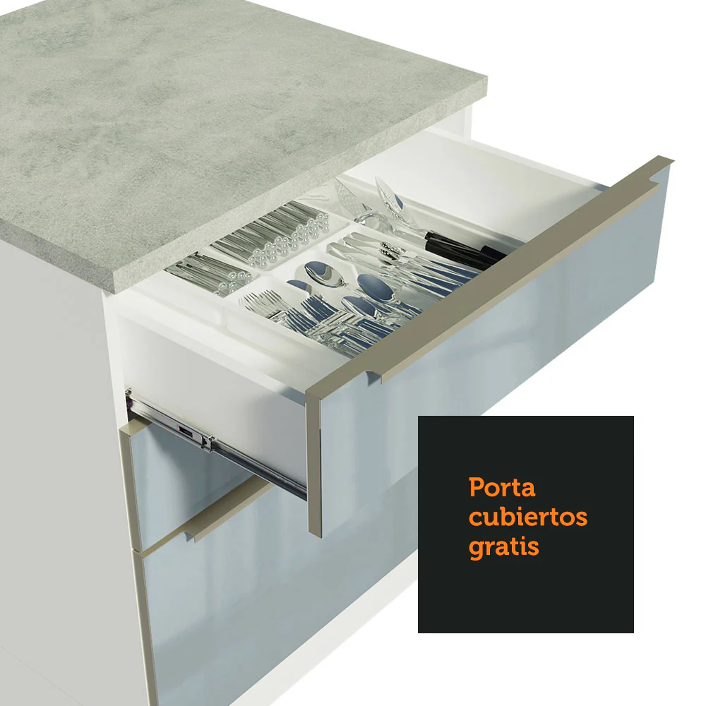 Bajo Mesada 60 cm x 60 cm, 3 Cajones Lux Blanco/Gris - Image 7